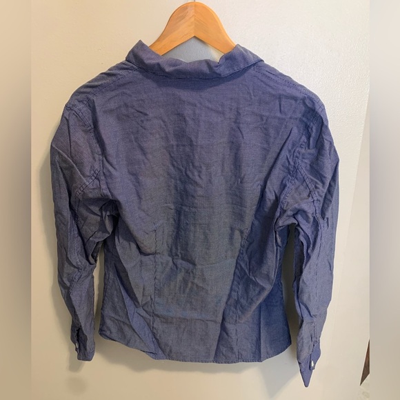 Banana Republic Blue and White Button-Down Shirt Large - Picture 6 of 7